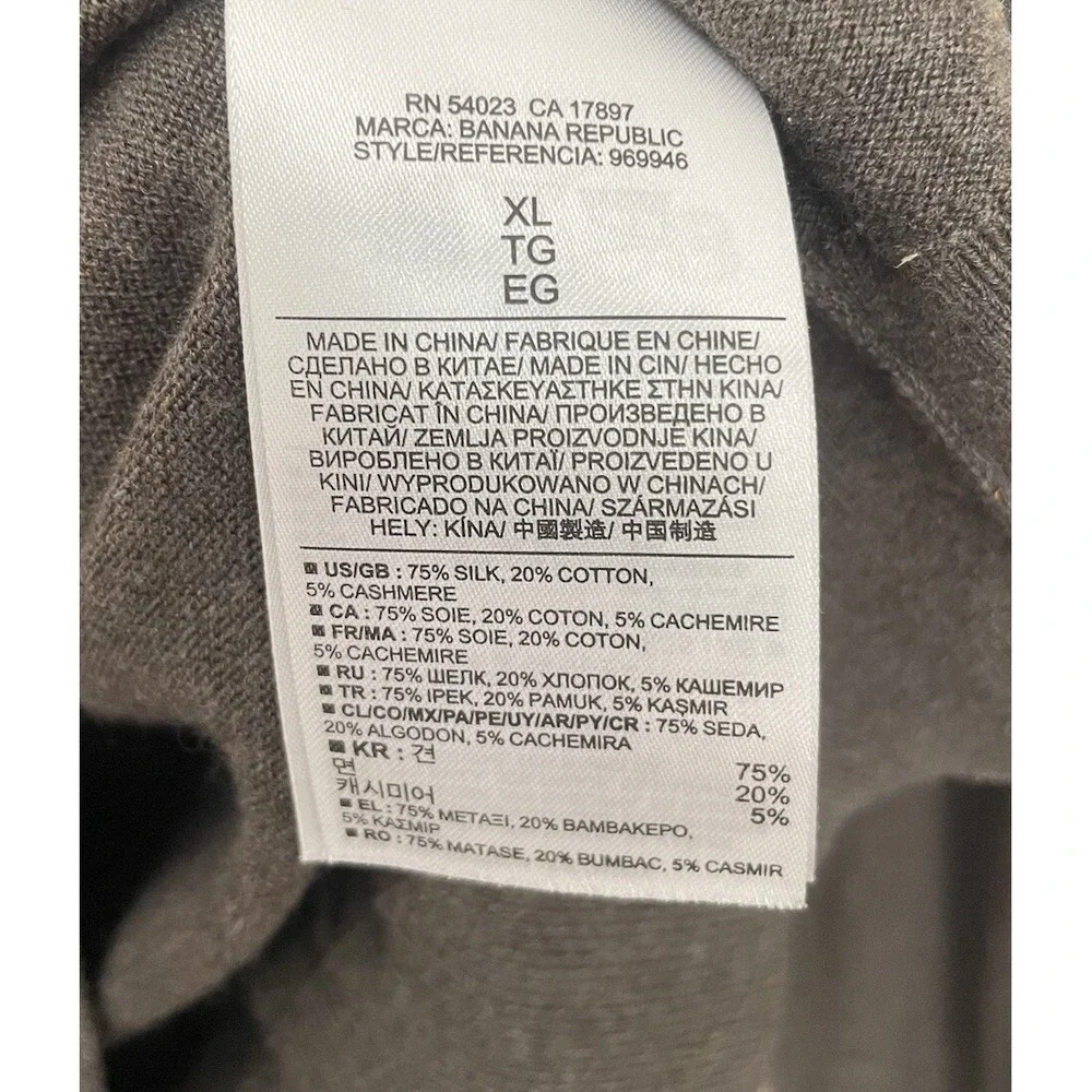 Banana Republic Men L Silk Cashmere Sweater Brown Luxury Blend V-Neck Light Soft